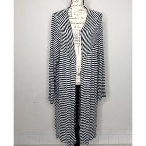 Philosophy Striped Long Duster Open Front Semi Sheer Cardigan 3XL Plus Size